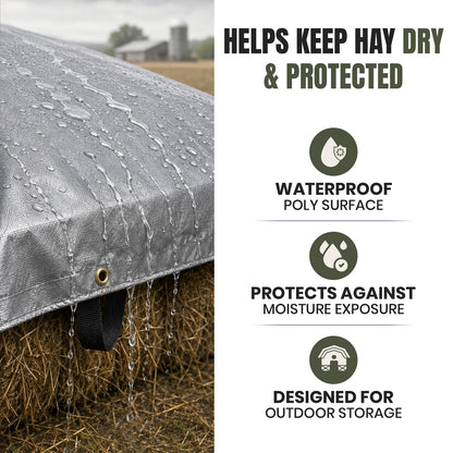 Tarps Now | Heavy Duty Waterproof Hay Tarp 25' x 33' ft | Multipurpose 12 Mil Poly Tarpaulin Sheet Cover | #2 Brass Spur Grommets | Agricultural, Camping Tents & Weather Protection | Silver & Black