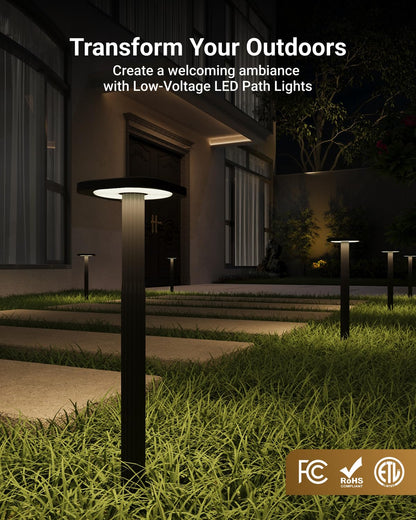 Sunco 12 Pack Garden Pathway Light, LED Outdoor Lights for Patio Landscape Path Lighting, 200W, 4W, Selectable CCT 3000K/4000K/5000K, Wet Rated, Non-Dimmable ETL