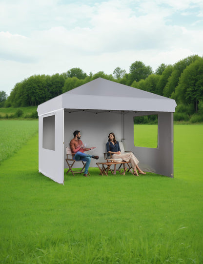 Garveelife 10x10 Pop Up Canopy Tent Outdoor Canopy with 4 Removable Sidewalls Heavy Duty Commercial Instant Tent Shelter, White