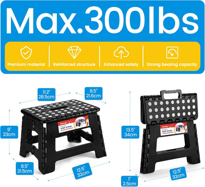 ACSTEP Folding Step Stool - Sturdy 9-Inch Collapsible Design for Kids & Adults | Non-Slip, Lightweight, 300 lbs Capacity