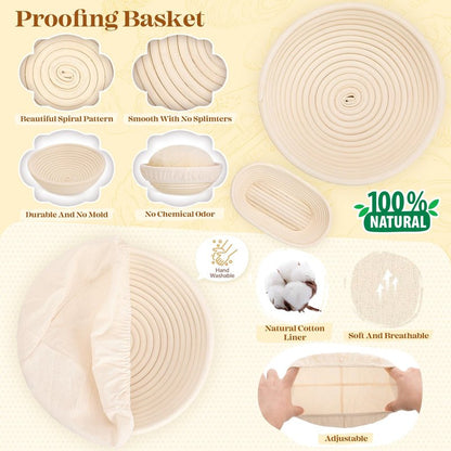 Sourdough Starter Kit, Sourdough Bread Baking Supplies, Sour Dough Starter Kits, Pink Sourdough Kit, Baking Gifts for Women, Bread Proofing Basket, Sour Dough Bread Making Kit Tools Baking Set