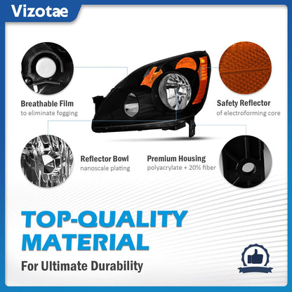 Vizotae Headlights Assembly for 2005 2006 Honda CR-V 4-Door Sport Halogen Headlamp Replacement, High/Low Beam W/Bulbs, Driver & Passenger Side