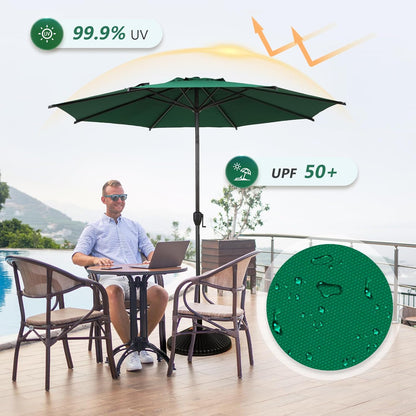 Abba Patio 9FT Outdoor Umbrella - Push Button Tilt & Crank | UV Protection, Waterproof, Dark Green