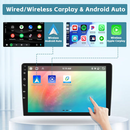 [6+128GB] Hikity Android 13 Car Radio for 2007-2010 Jeep Compass Patriot with Wireless Carplay, 10.1'' Touch Screen Stereo Dash Kit, Android Auto/32EQ DSP/Bluetooth 5.0/GPS/WiFi/SWC, Backup Camera MIC