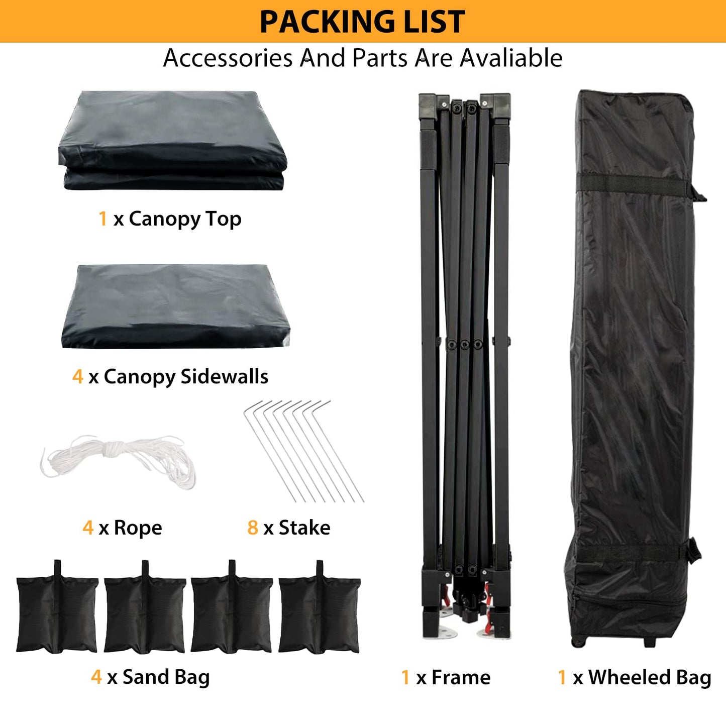 GarveeTech 10x10 Pop Up Canopy with 4 Removable Sidewalls and Windows, 3 Adjustable Heights Commercial Shelter, Portable Enclosed Instant Tent with Wheeled Carry Bag, Waterproof Outdoor Gazebo, Black
