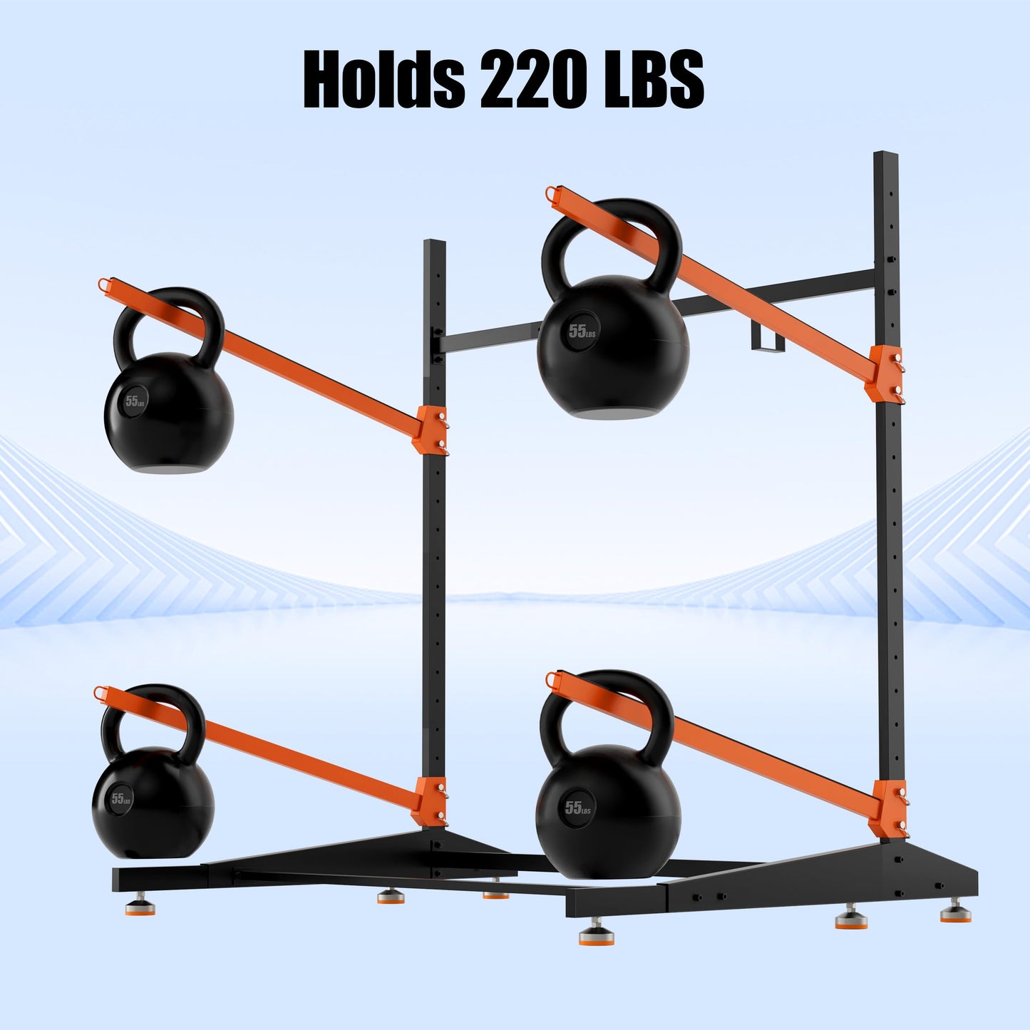 AlloyLake Freestanding Kayak Storage Rack, 2-Tier Heavy Duty Outdoor Canoe Stand for Garage & Dock, Holds 220 lbs, Rust-Proof 304 Stainless Steel Hardware (Orange)