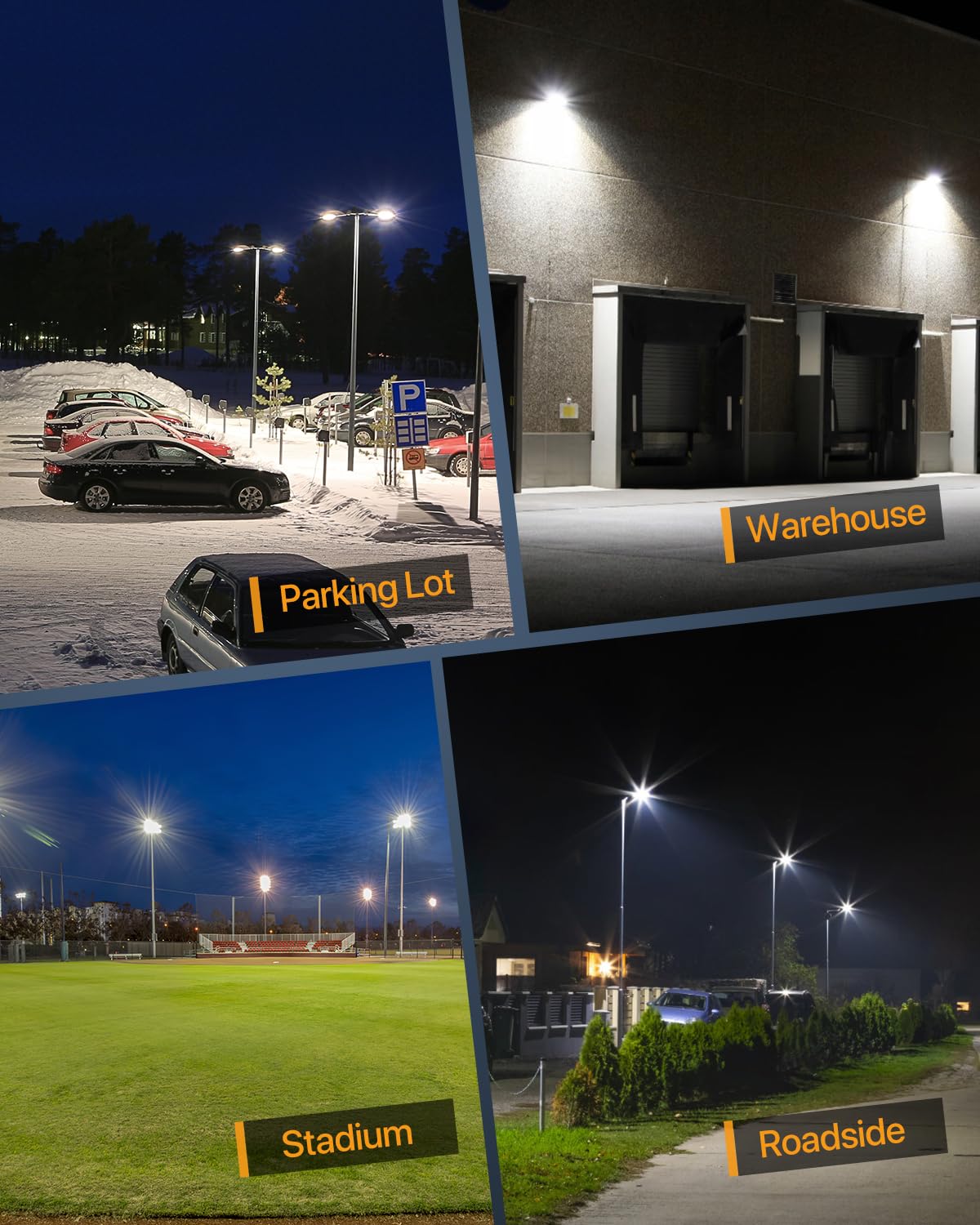 DEMILARE 400W LED Parking Lot Light - 60,000LM Adjustable Arm Mount Outdoor Flood Shoebox Light with Dusk to Dawn Photocell, IP65 Waterproof Commercial Street Area Lighting for Parking Lot, Stadium