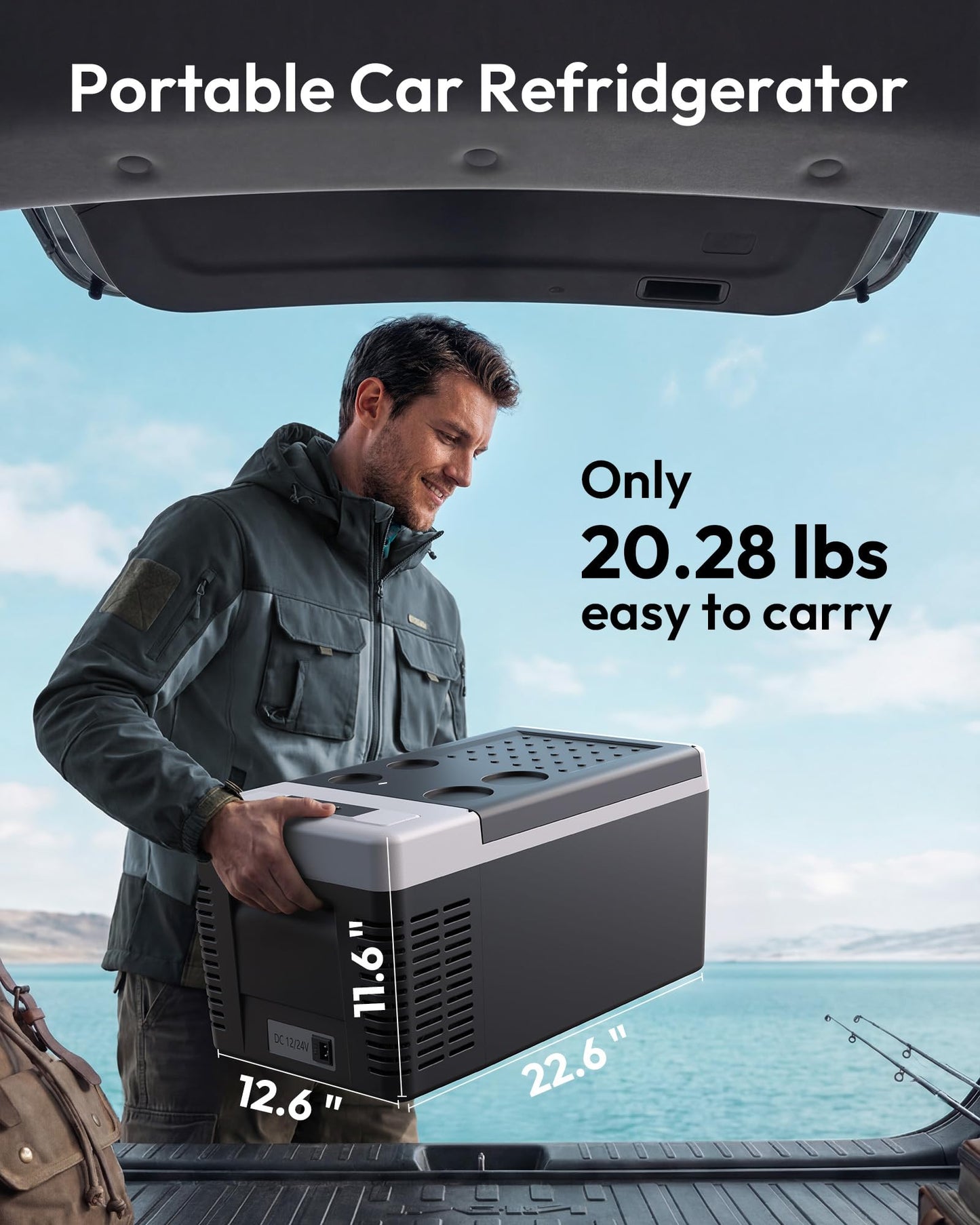 EUHOMY 12 Volt Refrigerator, 19QT(18L) Compressor Electric Cooler APP Control, Car Fridge -4℉~68℉, Portable Refrigerator 12/24V DC 100-240V AC, Portable Freezer for Camping, Travel, Boat