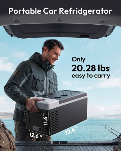 EUHOMY 12 Volt Refrigerator, 19QT(18L) Compressor Electric Cooler APP Control, Car Fridge -4℉~68℉, Portable Refrigerator 12/24V DC 100-240V AC, Portable Freezer for Camping, Travel, Boat
