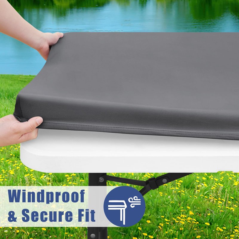 Moosfor Spandex Square Table Cloth, Elastic Fitted Tablecloths for Picnic, Stretch Washable Patio Table Cover for Outdoor, Camping, Banquet and Parties (Grey, 34"x34")