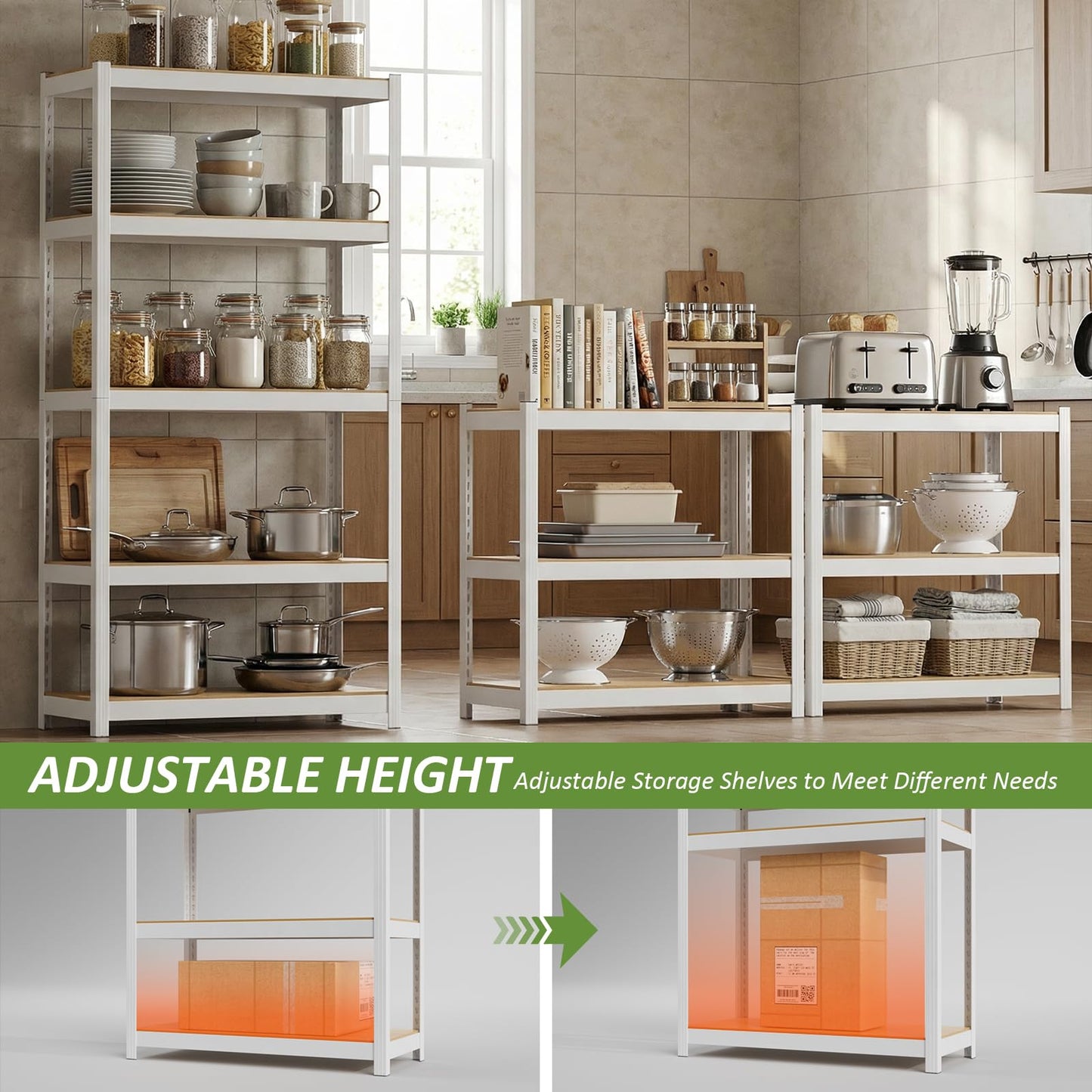 Durstruct 5 Tier White Metal Shelving Unit 24" W×16" D×60" H Adjustable Storage Utility Rack Heavy Duty Shelves Organization Multipurpose Shelf for Pantry Closet Kitchen Garage Bathroom