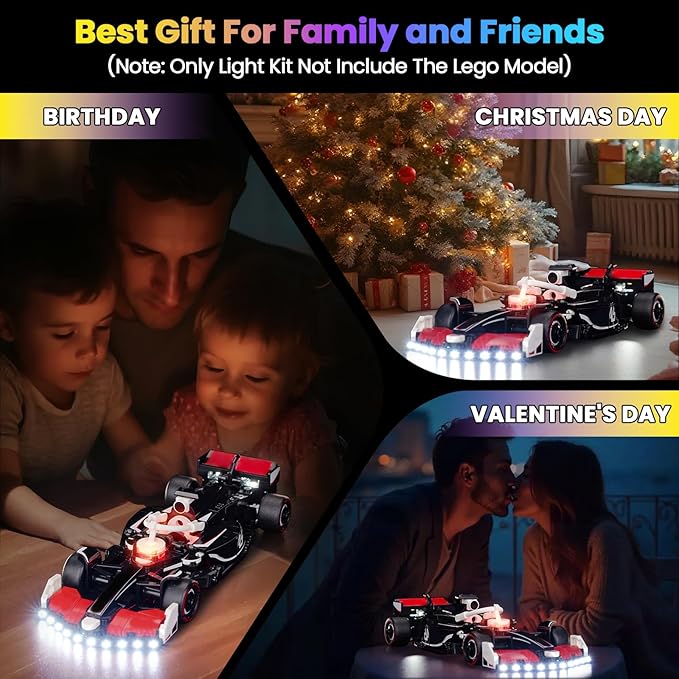 Upgraded Led Light Kit Compatible with Lego MoneyGram Haas F1 Team VF-24 Race Car Building Set Lights Decoration Compatible with Lego 77250 (Model Not Included)