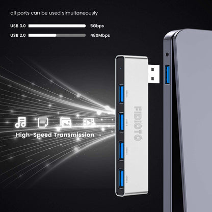 Fidioto USB Hub, 4-Port USB Splitter(1 * 3.0 Hub, 3 * 2.0 Hub) USB Splitter USB Expander for Laptop,Windows PC,Mac,Printer,Flash Drive,Mobile HDD, Notebook PC