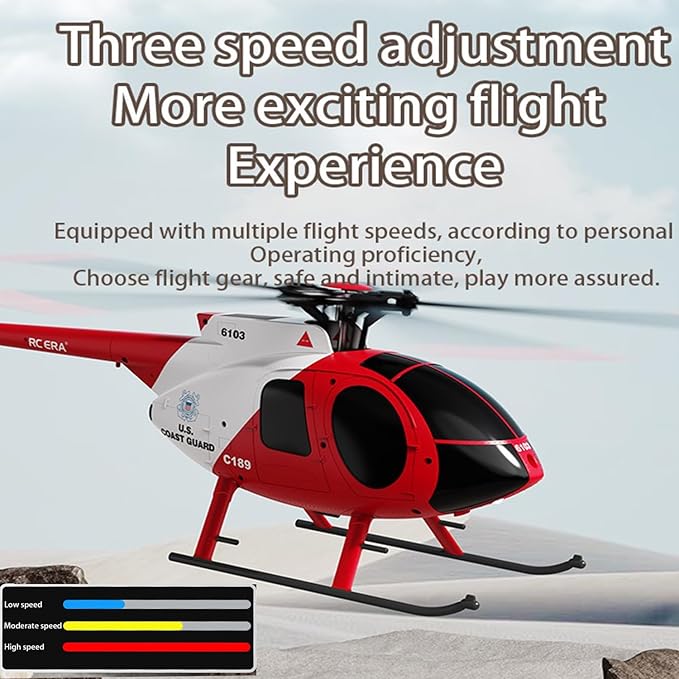 335MM MD500 C189 Remote Control Helicopter Aircraft Add Optical Flow Positioning 1/28 Scale RC Heli Maintain Altitude Hover RTF US Rescue Helicopter RTF 2Batteries