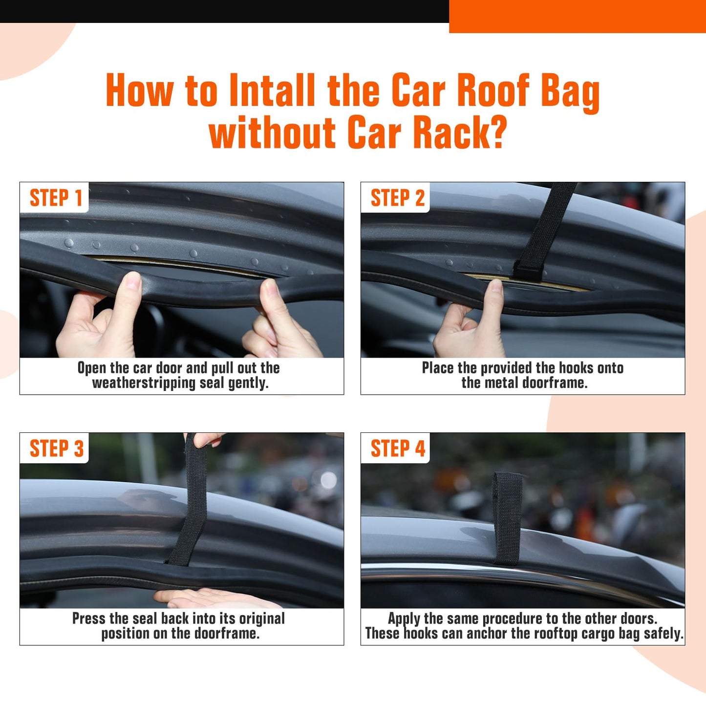ACLONG 21 Cubic Feet Rooftop Cargo Carrier Bag, 840D Waterproof Car Roof Bag for Cars with/Without Racks, Heavy Duty Roof Top Cargo Bag with Anti-Slip Mat, 6 Door Hooks, Storage Bag & Lock