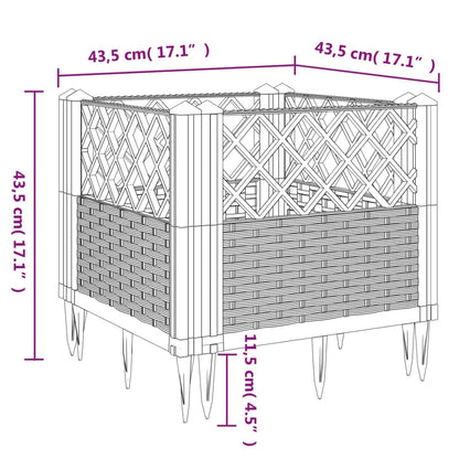 WRJENFSC Modular Raised Garden Planter Box Outdoor 17.1 Inch Square Brown Polypropylene Basketweave Planter for Flowers Herbs Vegetables on Patio Garden Terrace