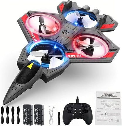 RC Planes with Light Remote Control Airplanes RC Airplane Fighter Jet 360° Flip Stunt Roll Drones for Men RC Airplane (Grey - Plastic)