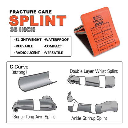 RHINO RESCUE Bundle-IFAK Trauma Kit with C-A-T Tourniquet, Tactical First Aid Kit Molle Pouch for Military+First Aid Splint 36" X 4.3" Orange-Gray