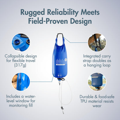 Katadyn BeFree Gravity Water Filter 10L for Base Camp, Large Groups & Emergency Preparedness | 0.1 Micron Hollow Fiber Filter Removes Bacteria & Protozoa, 1,000L Capacity, BPA-Free