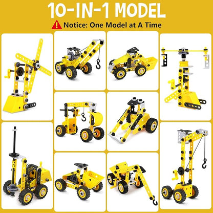 10 in 1 Stem Toys for 5 6 7 8 9+ Year Old Building Block Kit Stem Activities Projects Boy Toys Age 4-8 5-7 6-8 8-10 Creative Set Educational Engineering Excavator Construction Birthday