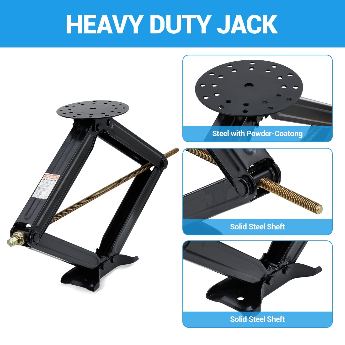 Garvee 30 in RV Scissor Jack - 7500lb Heavy Duty Leveling Stabilizer with Crank Handle, Stable Base, 4 in-30 in Adjustable Height, Powder Coated Steel for Travel Trailers, RVs & Campers - 4 Pack