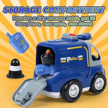 Remote Control Car for Toddlers - Birthday Gifts for Boys and Kids Ages 18+ Months 2 3 4 5 Years 2.4GHz RC Interactive Cartoon Police Car with Lights Sounds &amp Music