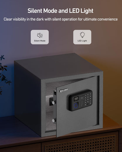 Billconch Smart Gun Safe for Multiple Pistols - Automatic Lock Safe Box with LCD Display/Voice Guide, Quick Access Unlock with Fingerprint/Keypad/Key/App, Biometric Handgun Safe for Money Valuables