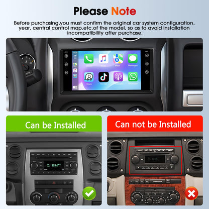 4+64G Car Stereo Radio for Jeep Wrangler JK Dodge Chevrolet RAM 1500 7" IPS Touch Screen Bluetooth Audio with CarPlay Android Auto GPS Navigation Mirror Link WiFi FM AM RDS Backup Camera MIC