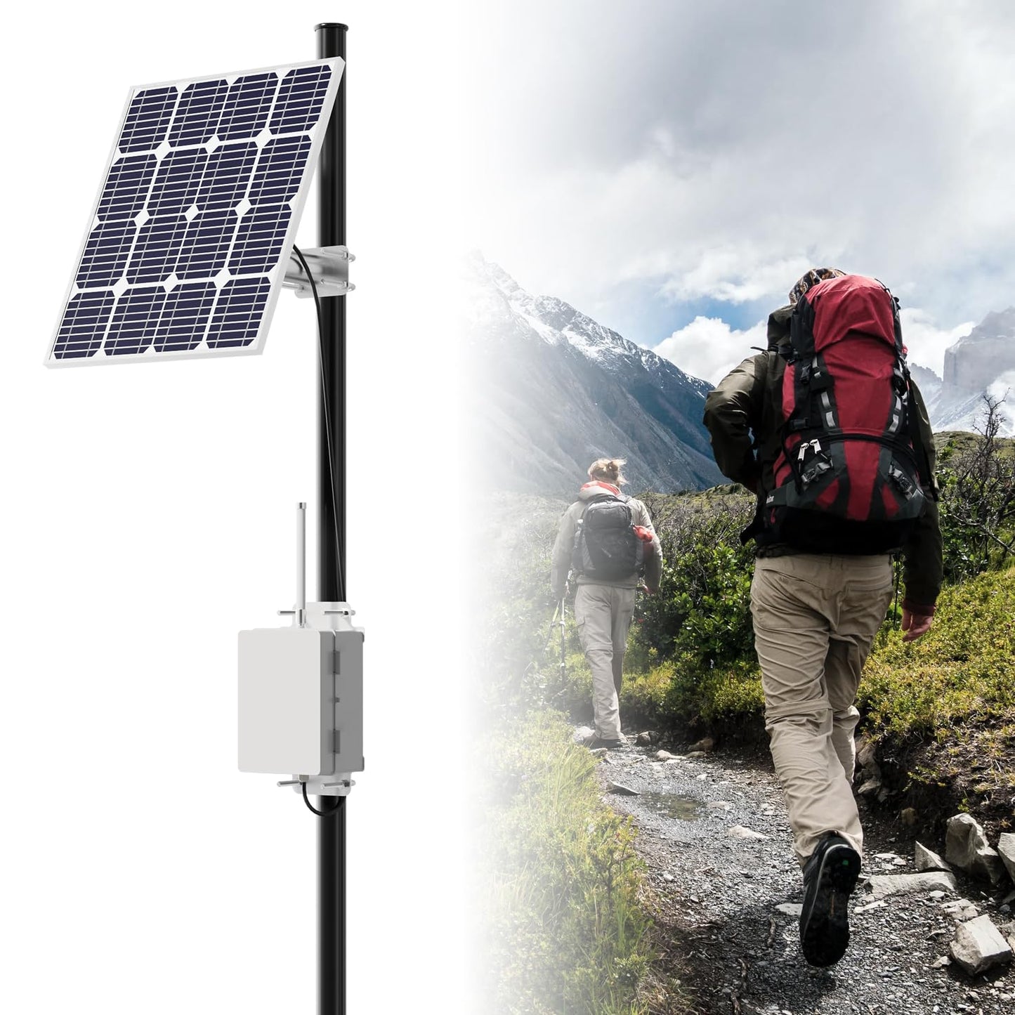 Solar Meshtastic Outdoor Node, Meshtastic Solar Node Repeater with Lora V3 Esp32 Motherboard, 915Mhz Mesh Lora Antenna, Sx1262 Bluetooth, Built-in 6000mAh Battery, Long Range Wireless Communication