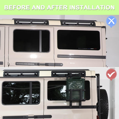 Rear Window Water Can Holder Rack Mount Bracket for INEOS Grenadier 2020-2025 Accessories Trailer Water Liquid Container Bracket, Water Locking Pack Mount 5 Gallon / 20 Liter Jerry Water Can Rack
