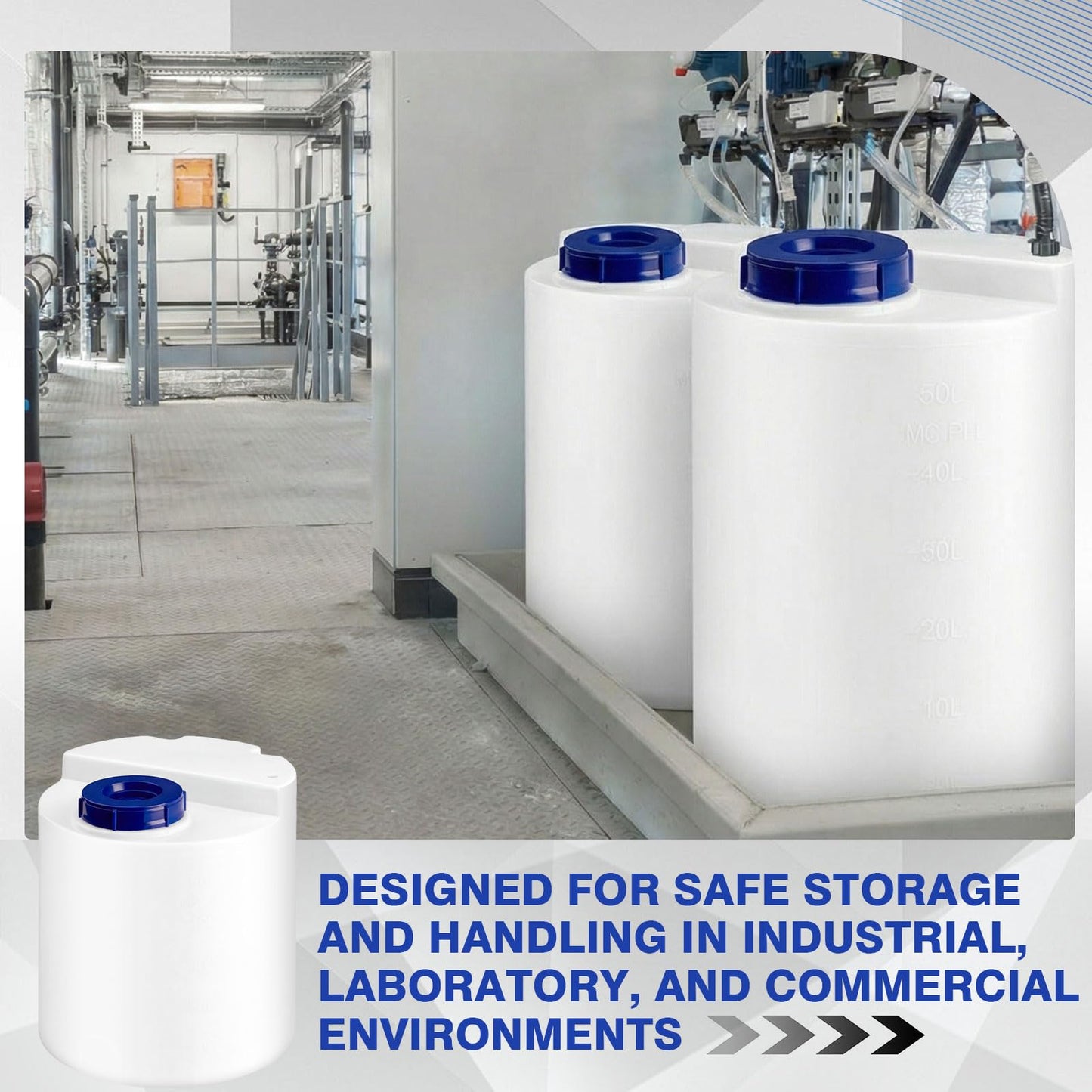Lounsweer 16 Gallon (60l) Hdpe Chemical Storage Tank for Chemical Feeder & Dosing Systems, Thick-wall Polyethylene Solution Tank, Leak-Resistant Industrial Liquid Container