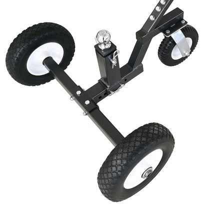 Tow Tuff Trailer Dolly w/ 12" Flat-Free Tires & 8" Swivel Caster Wheel, Fits 1 7/8” Coupler, 800 lb Capacity, Black - Adjustable and Portable Trailer Mover for Campers, Boats, and Utility Trailers