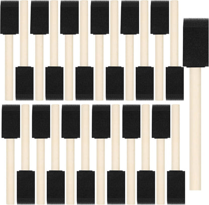 Skiennix Foam Paint Brushes - 1” Wood Handle Sponge Brushes for Staining & DIY Crafts | 40 Pcs Set
