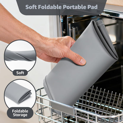 Skiennix Washing Machine Drain Pan - Waterproof Silicone Mat with 0.78'' Raised Edges | 27''x27'' Gray