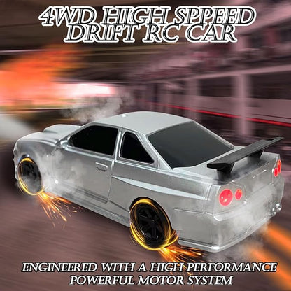1/43 Mini RC Drift Car with Gyroscope 2.4GHz 4WD Full Proportional High Speed Micro Hobby RC Cars with Lights Racing Tires Fast Small Remote Control Car Toy Model Gift for Adults Kids Boys Girls