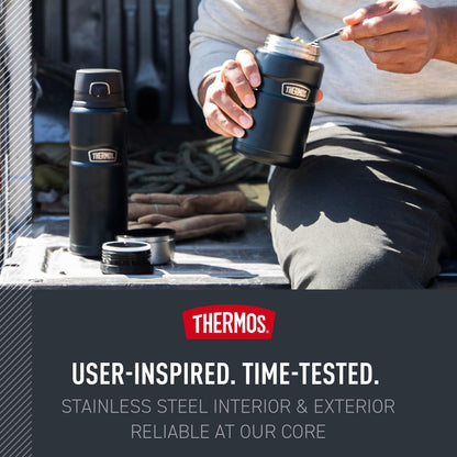 THERMOS Stainless King Vacuum-Insulated Food Jar - 24 Ounce, Matte Steel Finish for Ultimate Temperature Retention