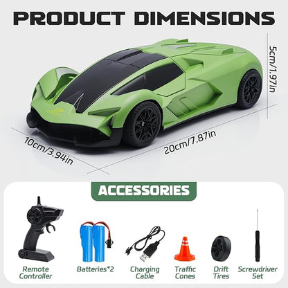 Snugzy RC Drift Car 1:20 Scale RC Cars 2.4GHz Remote Control Car Toy Gifts for Kids (Green)