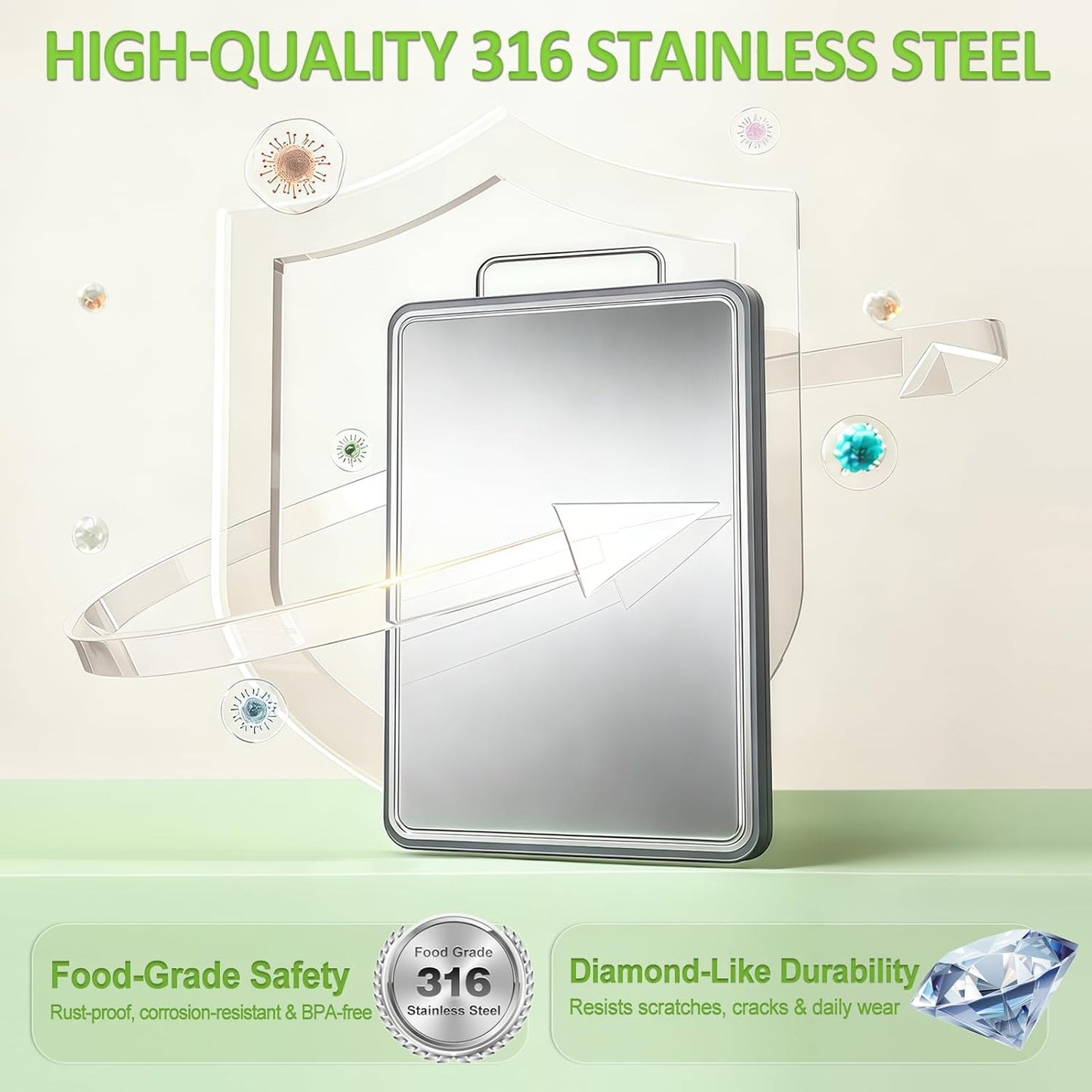 Stainless Steel Cutting Board - 17" x 11" Heavy Duty Chopping Board with Juice Grooves | Non-Slip & Dishwasher Safe