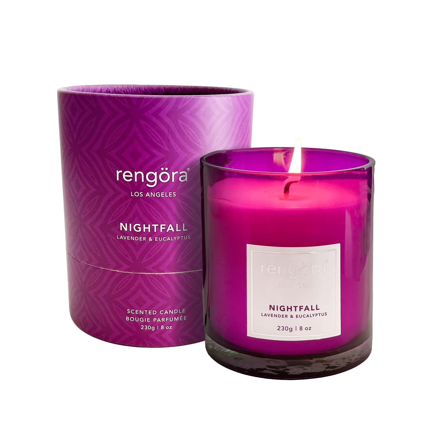Lavender & Eucalyptus Scented Candle – 8oz Soy Wax, Clean Burning, Long‑Lasting Magenta Glass Jar, Aromatherapy Gift for Women