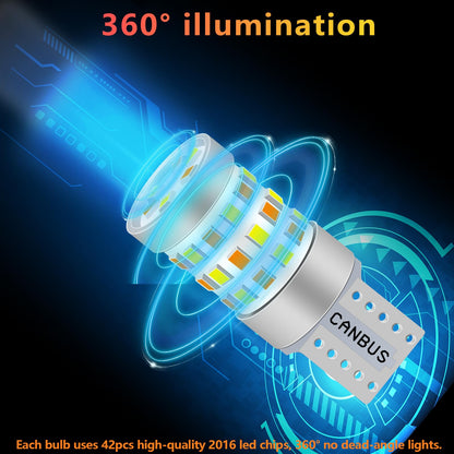 Fenikso LED Light Bulb 42SMD Switchback W5W T10 White/Amber for Car Dome Map License Plate Dash Instrument Lights 2Pcs