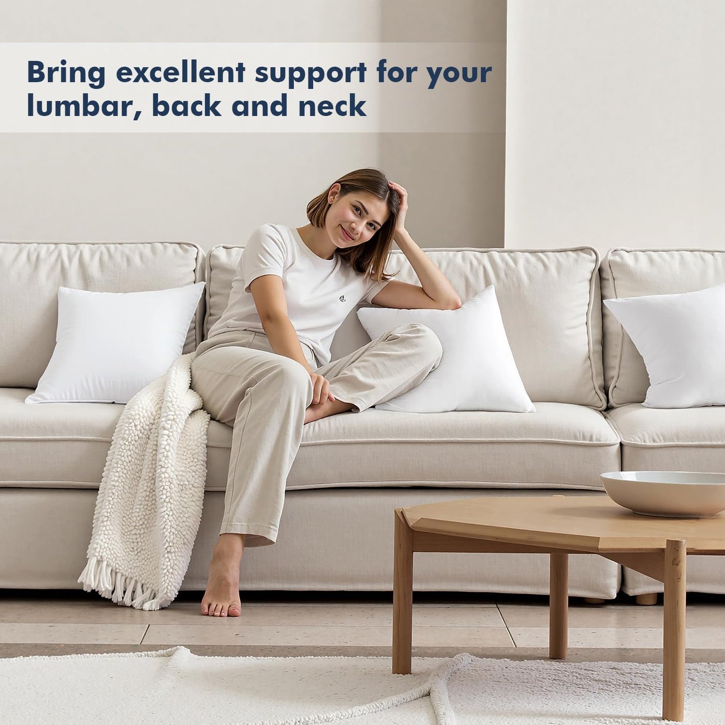 MIULEE Throw Pillow Inserts - Pack of 4, 18x18 Inch, 100% Virgin Fiber Filling for Bed & Couch