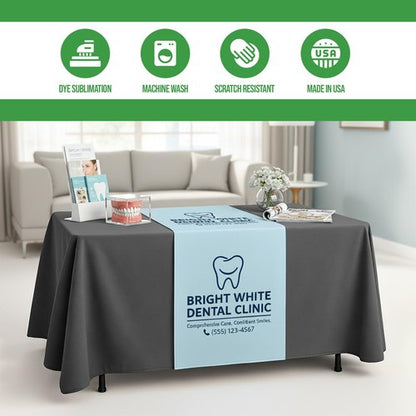 Custom Table Runner for Table by BCB Print - Personalized Table Sign with Your Photo, Text or Logo | HD Print Table Runner for Shows & Events | Fast Delivery | Made in USA | Sizes 12"x72" to 36"x72"