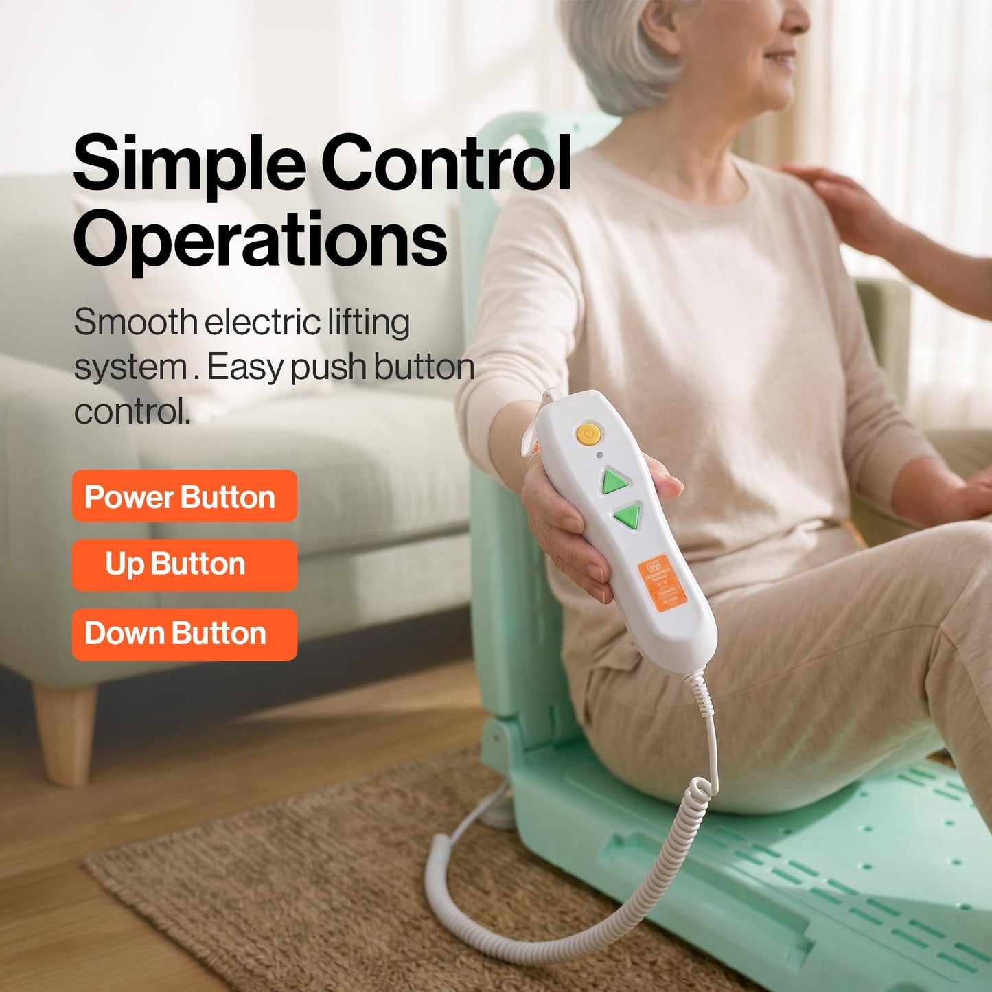 SuperHandy Portable Floor Lift and Bath Lift for Seniors, Foldable, 330 LBS Capacity, IP68 Waterproof, Ergonomic Seat [Patented]