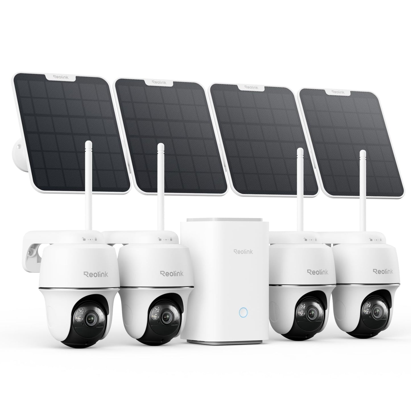 REOLINK 4K Solar Security Camera Outdoor, Encrypted Local Storage Camera System, 360° Pan Tilt, Smart Detection, No Monthly Fee, Home Hub with 4X PT Ultra + Solar Panel