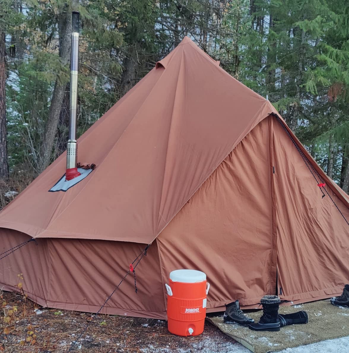 WHITEDUCK Regatta Canvas Bell Tent - w/StoveJack, Waterproof, 4 Season Luxury Camping and Glamping Yurt Tent Outdoor (10' (3M), Water Repellent, Sandstone Beige)