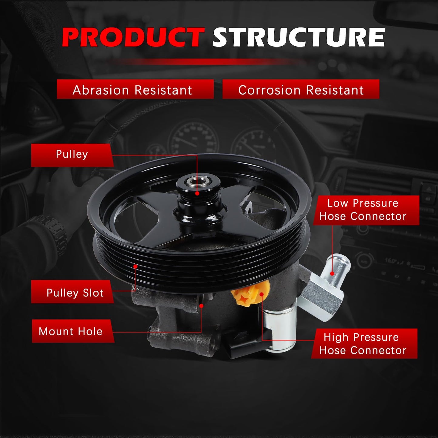 Autodevil 20-260 Power Steering Pump Fit for Crown Victoria 1992-2002 4.6L, Expedition 97-01 4.6L 5.4L, Blackwood 02 5.4L, Navigator 98-02 5.4L, Town Car 91-02 4.6L, Grand Marquis 92-02 4.6L