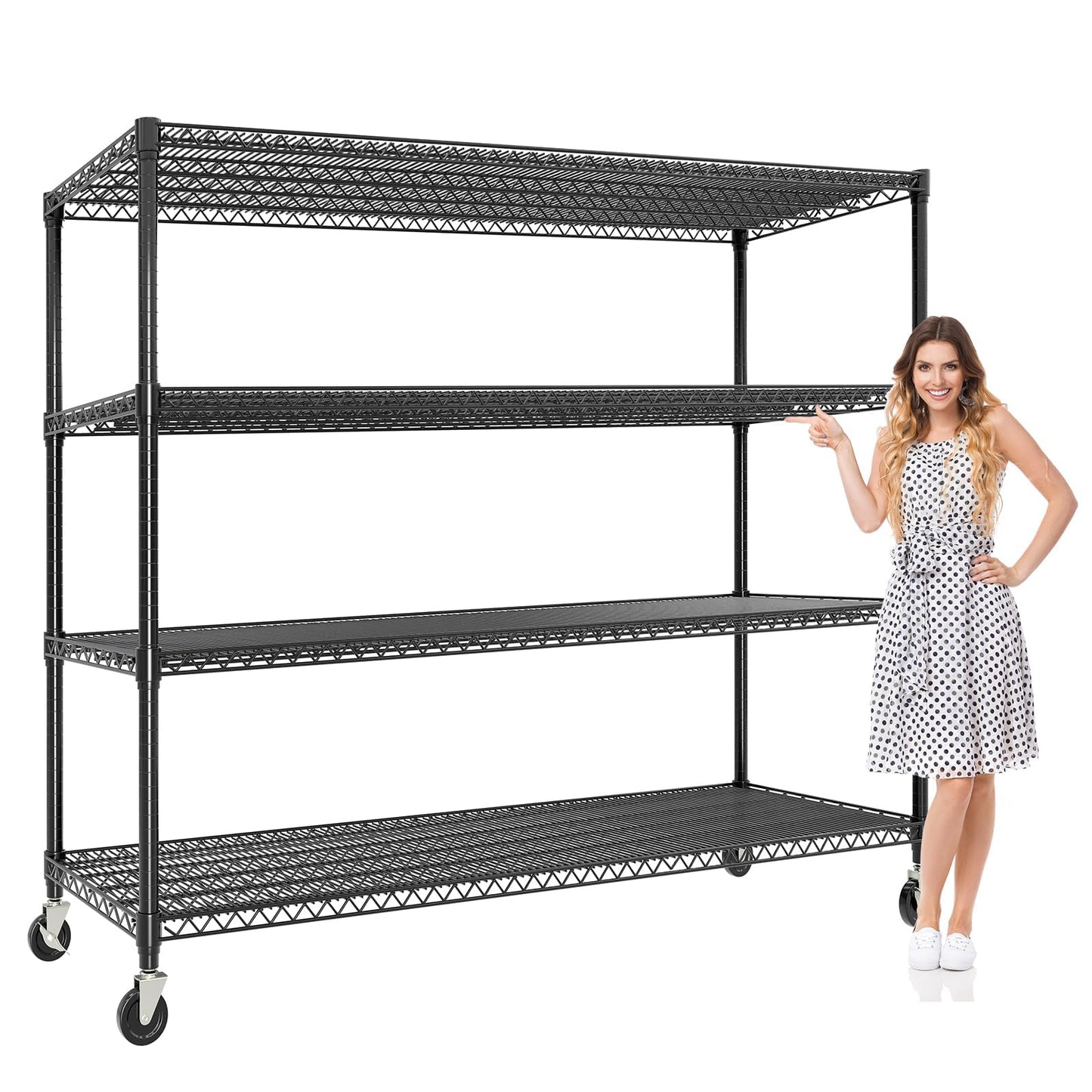 ExploreHorizon 4-Tier Metal Storage Shelving Unit, 2640 Lbs Load Capacity Heavy-Duty Shelf Organizer, Adjustable Wire Rack Shelves for Garage, Pantry & Kitchen, 73.8" h x 59" w x 23.9" d