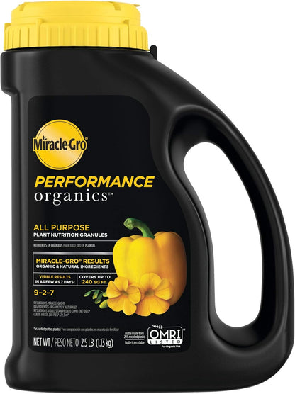 Miracle-Gro Performance Organics All-Purpose Plant Nutrition Granules - 2.5 lb. | Ideal for Vegetables, Flowers & Herbs