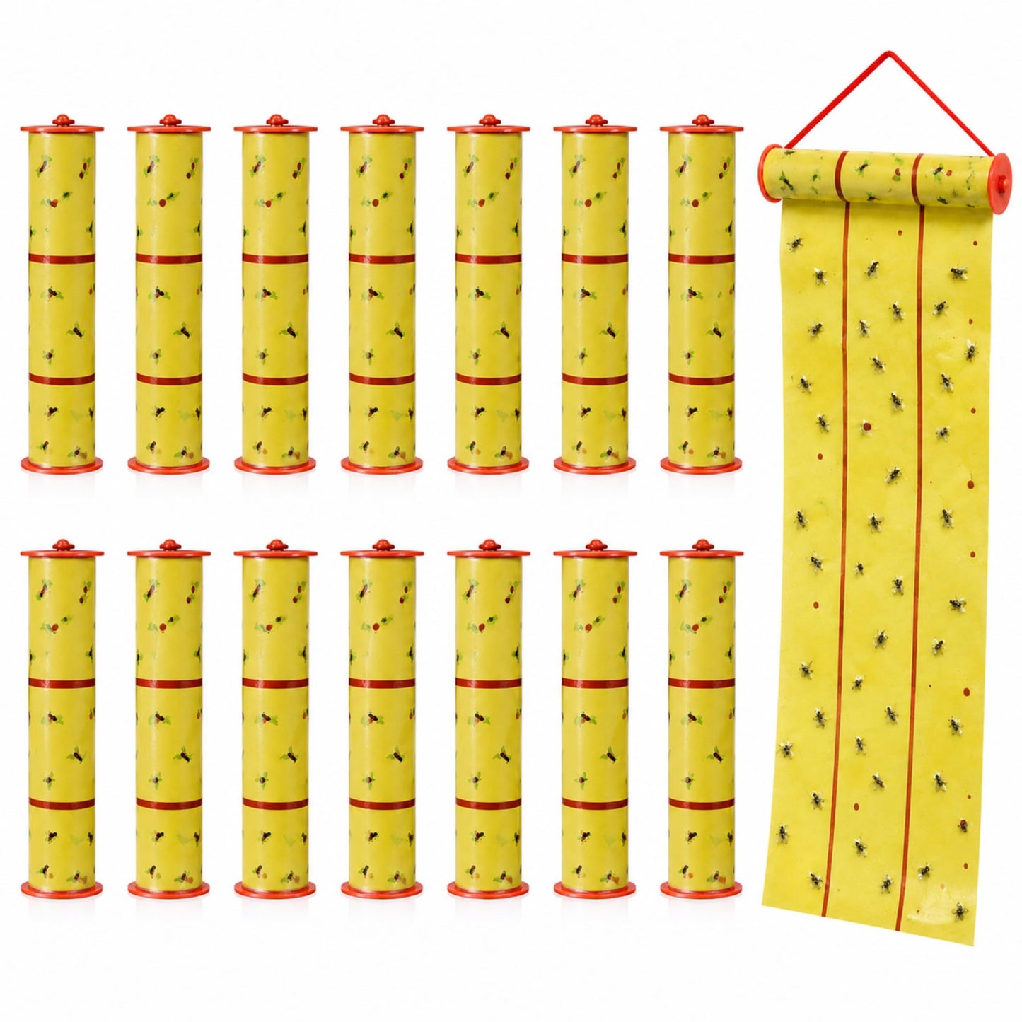 Qualirey Giant Sticky Fly Traps, Fly Strips for Indoor Outdoor Hanging Flying Tapes Non Toxic Ribbon Fruit Gnat Killer for Mosquito Plants House Horse Stable(442.95ft,Yellow,15 Pcs)