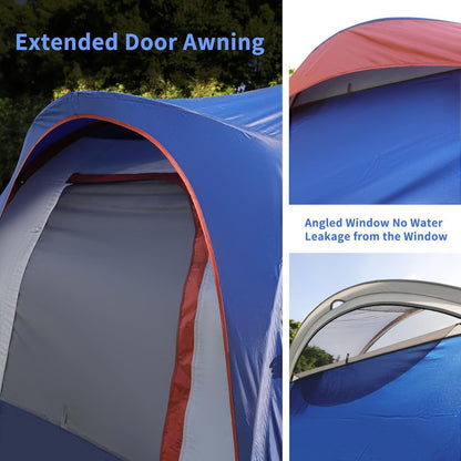 CAMPROS CP Camping Tent 10/12 Person Family Cabin Tent, 2 Room Water Resistant Waterproof Tent with Top Rainfly, 4 Large Mesh Windows, Double Layer, Easy Set Up, Portable with Carry Bag